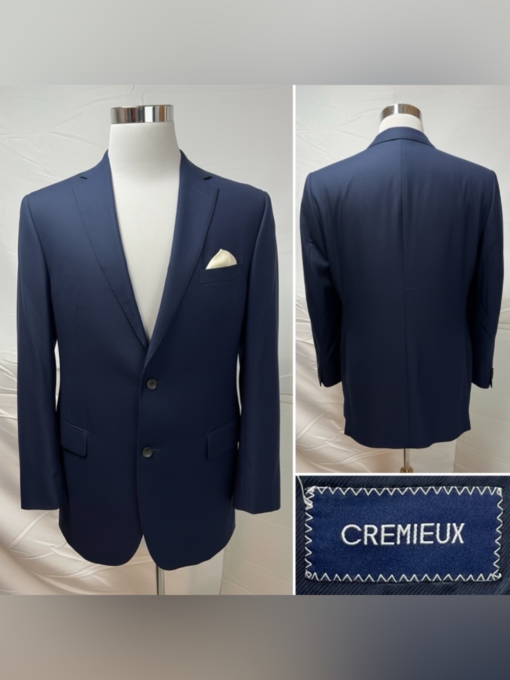Cremieux Men’s 42L Navy Wool Darwin SPJ Blazer Jacket Sport Coat